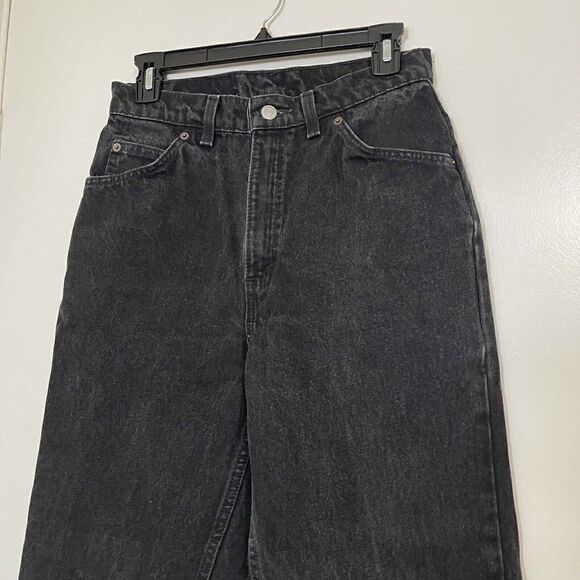 Vintage Levi's Orange tab tapered High waist black jeans 90s SZ 10short 15921 - Picture 2 of 7